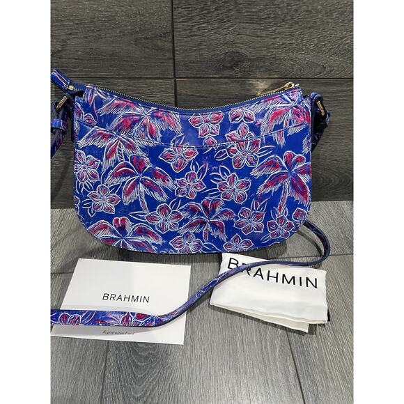 BRAHMIN Shayna Torron Tropical Floral Palm Tree Leather  BRAHMIN Shayna Torrone Tropical Floral Palm Tree Leather Purse Bag B000499